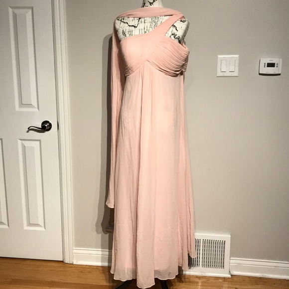 Chiffon coquette Prom Gown Evening Formal Draped overlay pleated Coastal - Picture 1 of 7